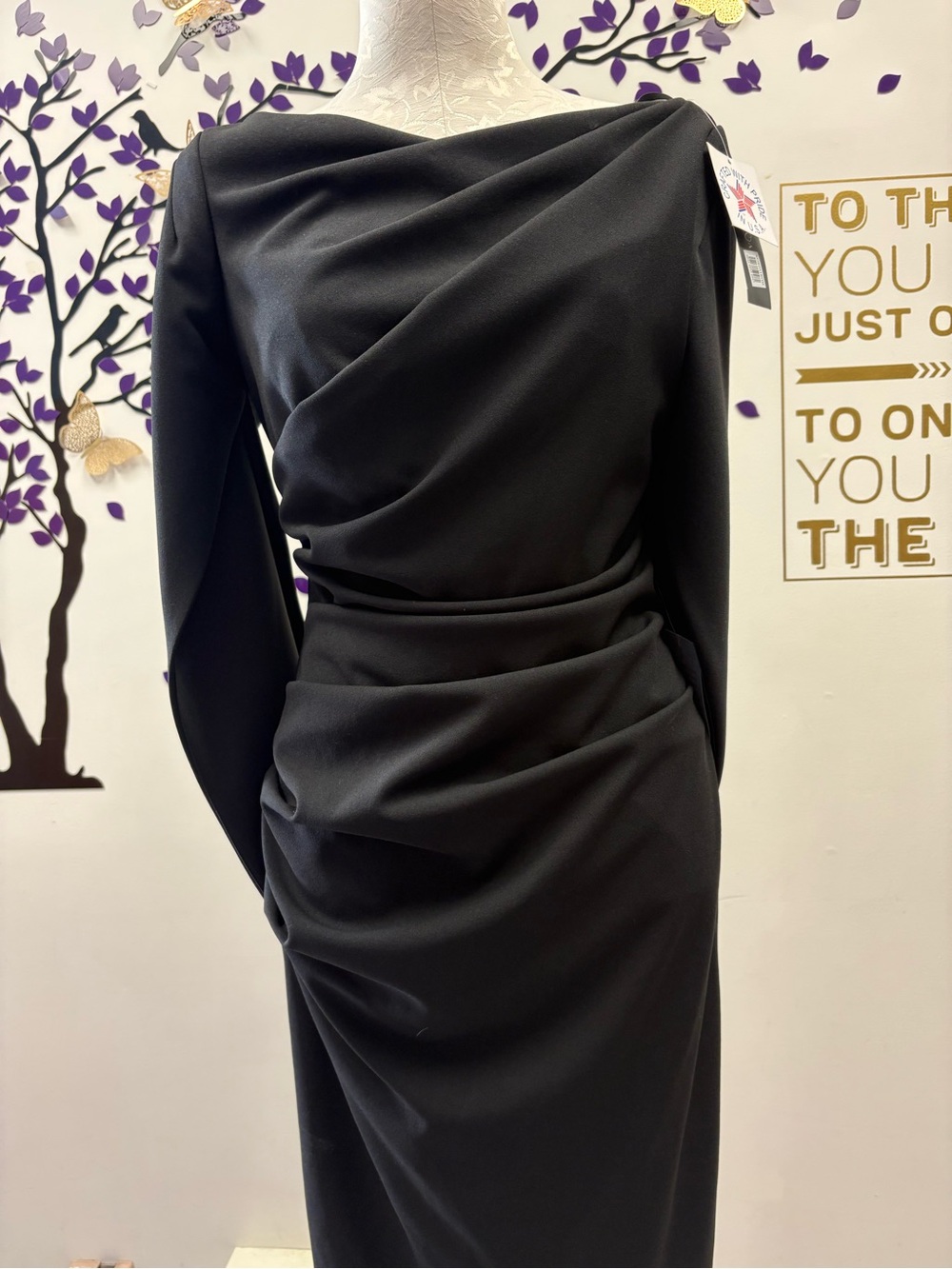 Betsy & Adam Jordan Scuba crepe Draped Back Dress - Picture 6 of 9